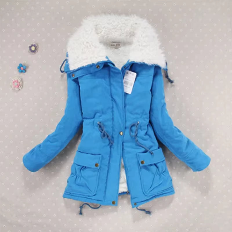 Women Winter Jackets Thicken Hooded Long down Jacket Women Coats Slim Fit Hair Collar Cotton-Padded Clothes Women down Coats